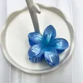 Blue gradient frangipani hair claw clip with pearlescent finish for stylish beach looks - Silver Pink Blue