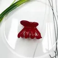 Mini deep red glossy resin shark hair claw clip for elegant hairstyles and daily use - Butterfly Style