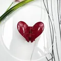 Mini deep red heart-shaped hair claw clip in a glossy finish for elegant styling - Heart Style
