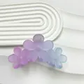11CM matte purple-blue gradient flower hair claw clip for women with elegant design - Large (Light Pink And Blue) / Light Pink And Blue Gradient