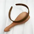 Cerchietto largo marrone opaco con denti interni antiscivolo per una tenuta sicura - Cachi