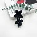 Pinza per capelli a fiore nero opaco per donna con elegante design floreale - Nero