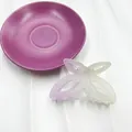 Elegante molletta per capelli a farfalla con sfumatura viola e bianco crema opaco - 8cm / Rosa Chiaro e Giallo