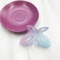 Pinza per capelli a farfalla sfumata viola e blu con finitura opaca e satinata - 8cm / Rosa Chiaro e Blu