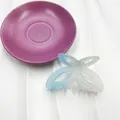 Pinza per capelli a farfalla azzurro sfumato con finitura opaca da donna - 8cm / Blu e Giallo