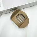 Matte khaki flat circular hair claw clip with minimalist hollow design for women - Matte Rubber Khaki