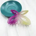 Molla per capelli a farfalla opaca con sfumatura viola e gialla su vassoio - 11cm / Rosa e Giallo