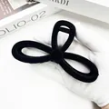 Elegant black flocked velvet bow hair claw clip with a stylish triple-petal design - Three-Petal Flower Style (Style 3)
