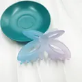 Pinza per capelli a farfalla opaca con sfumatura blu e viola per acconciatura - 11cm / Rosa Chiaro e Blu