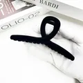 Large black flocked hair claw clip with a minimalist geometric twist design for women - Twisted Cross Style (Style 5)