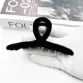 Elegant large black flocked hair claw clip with a twisted loop design for women - Minimalist Twisted Hoop (Style 4) / Black
