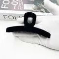 Elegant large black flocked hair claw clip with velvet finish for women hair styling - Curved Long Bar (Style 6) / Black