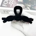 Elegant large black flocked hair claw clip with a twisted cross design for women - Twisted Criss-Cross (Style 7) / Black
