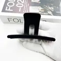 Elegant black flocked large hair claw clip with velvet finish for thick hair styling - Long Square Style (Style 8) / Black