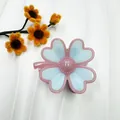 Pink and light blue clover flower hair claw clip with resin petals and metal spring - Blue With Pink Edge