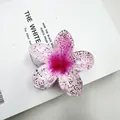 Molla per capelli a fiore sfumato rosa e viola con paillettes luccicanti - Serie con Glitter Interni / 8cm / Cuore Rosa (Base Bianca)