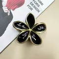 Elegante molletta per capelli a fiore nero e oro con trama in seta metallica fine - Nero Lucido con Filo d'Oro