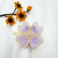 Purple four-leaf clover hair claw clip with semi-transparent petals and yellow accents - Purple With Yellow Edge