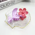 Dolce molletta per capelli a fiore rosa e viola in resina lucida per donne e ragazze - Fiore a 5 Petali Rosa Coreano