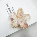 Pinza per capelli a forma di fiore in acrilico con petali colorati per un look elegante - Stile Motivo Inchiostro Picchiettato / 8cm / Arancione (Picchiettato)
