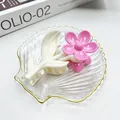 Pinza per capelli a fiore rosa con finitura in resina lucida in ciotola - Fiore a Cinque Petali Rosa