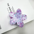Pinza per capelli a fiori acquerello blu e viola su sfondo di libro bianco - Stile Motivo Inchiostro Picchiettato / 8cm / Viola (Picchiettato)