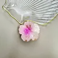 Elegante fermaglio per capelli a fiore con petali in resina sfumati rosa e bianco - Rosa Coreano