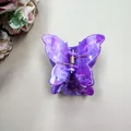 Pince à cheveux papillon double couche avec texture à motif marbre violet - Papillon Violet