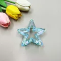 Chic iridescent light blue star hair claw clip with a glossy translucent finish - 8cm / Iridescent Blue
