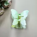 Pince à cheveux papillon double couche avec texture marbrée vert clair et ressort - Papillon Vert
