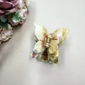 Double-layered butterfly hair claw with red and yellow marble pattern and gold spring - Dead Leaf Butterfly