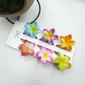 Sechser-Set bunte 4 cm Frangipani-Haarklammern für Urlaub und Strand-Haarstyling - Mehrfarbiger Farbverlauf Gesättigter Stil (Set Siebzehn)