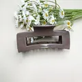 Large rectangular coffee brown shark clip with smooth glossy finish hair claw - Soft Silicone Square Coffee