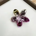 Metallic gradient plumeria hair claw clip with purple to gold electroplated finish - Pink and Yellow Gradient