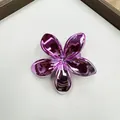 Purple metallic frangipani hair claw clip with a glossy electroplated mirror finish - Pink and Light Pink Gradient