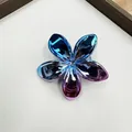 Modern gradient electroplated plumeria hair claw clip in vibrant blue and purple metallic finish - Pink and Blue Gradient