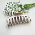 Minimalist beige soft silicone shark hair claw clip in a matte finish for women - Soft Silicone Bone Khaki