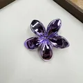 Elegant purple metallic plumeria flower hair clip with a premium mirror finish - Pink and Purple Gradient