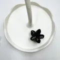 Elegante molletta per capelli a fiore nero con trama marmorea dorata per vacanze - Piccolo / Nero Solido Filo d'Oro
