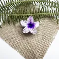 Pinza per capelli a forma di plumeria viola traslucida con glitter e sfumature chic - 4cm / Stile con Glitter / Sfumatura Viola / Glitter