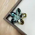 Metallic aurora gradient plumeria hair claw clip with glossy finish for women - Gradient Green And Yellow
