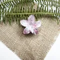 Pinza per capelli a fiore frangipani rosa e viola su lino per acconciature eleganti - Stile Motivo Inchiostro Picchiettato / 4cm / Pesca