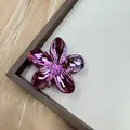 Purple plated plumeria flower hair claw clip with mirror finish metallic shine - Gradient Pink And Light Pink