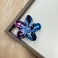 Metallic purple-blue gradient frangipani flower hair claw clip with elegant gloss - Gradient Pink And Blue