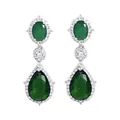 Elegante smaragdgrüne Tropfenohrringe mit Kristallen in Pavé-Fassung in Silberoptik - Platinierter Stil / Smaragdgrün