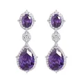 Funkelnde lila Zirkon Tropfenohrringe mit Kristallen in silberner Fassung für Damen - Platinierter Stil / Violett