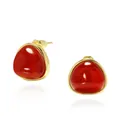 Vintage geometric triangle earrings featuring red quartz stone in gold plated setting - Red Agate Earrings