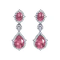 Elegante silberne Ohrhänger mit rosa Tropfenkristall und funkelndem Zirkonia-Besatz - Platinierter Stil / Transparentes Rosa