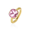 Elegant gold ring featuring a large square-cut pink gemstone with radiant facets - Size 7 / Gold (Pink Stone)