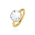 Elegant gold ring featuring a cushion-cut sparkling crystal in a secure bezel setting - Size 7 / Gold Plated (White Zircon)